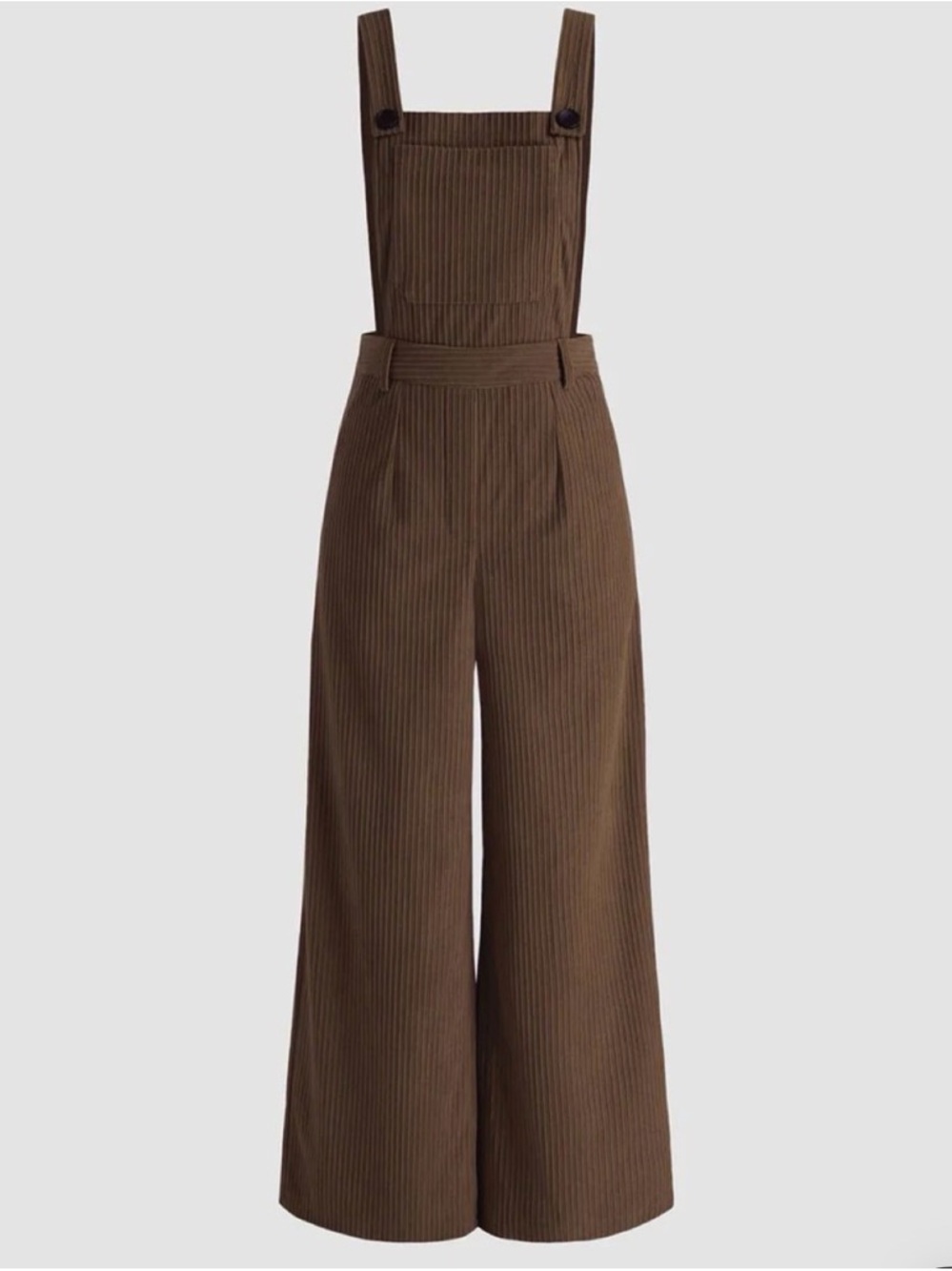 Wide-Leg Brown Corduroy Overalls